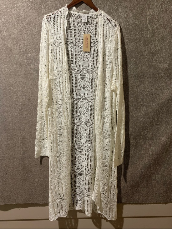 Sweaters - Open Knit Cream Crochet Cardigan NWT
